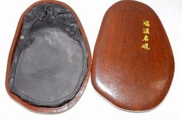 中国硯 唐硯 注册 端渓 商標 梅彫り すずり 書道具 貴重品 中国硯