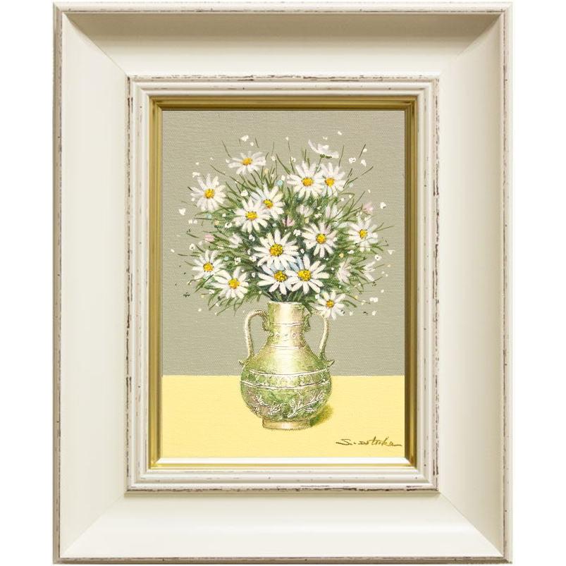 花の絵 油絵 油絵マット付きマット白色 花の絵 油絵 油絵マット付き