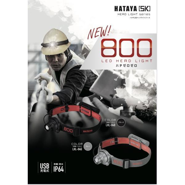 HATAYA ハタヤ LHL-04B 充電式LEDヘッドライト800(ハチゼロゼロ