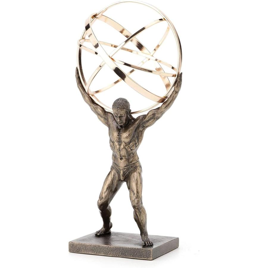 古代ギリシャ神 天球を運ぶ、アトラス ブロンズ風仕上げ彫像 彫刻置物