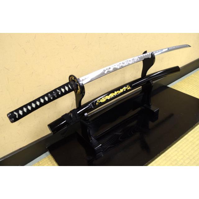 模造刀 金龍鍔 黒塗り鞘 日本刀 刀剣 太刀 刀装具 模造刀 鍔鳴り】模造