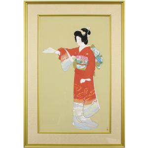 山口華楊 『紅白牡丹』 木版画 絵画 日本画 花 送料無料 : 内田画廊