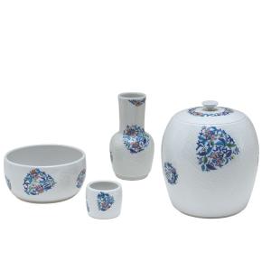 皆具 かいぐ 紺紫交趾 菊唐草 谷口菁嵐作 茶道 茶道具 交趾焼 菊唐草