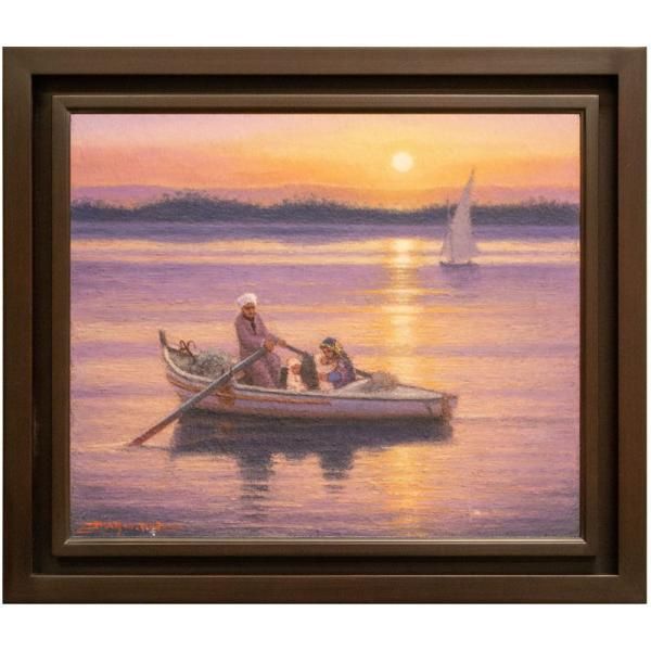 松尾洋明 「 ナイルの夕日 」 油絵 ・ 油彩画 F6 ( 6号 ) 絵画 肉筆