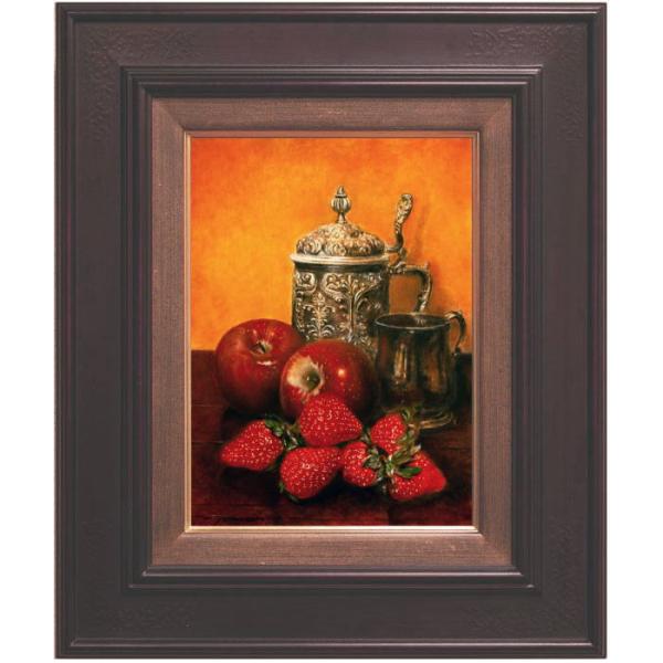 山中雅彦 『卓上の静物』 油絵・油彩画 F4(4号) 絵画 果物 いちご
