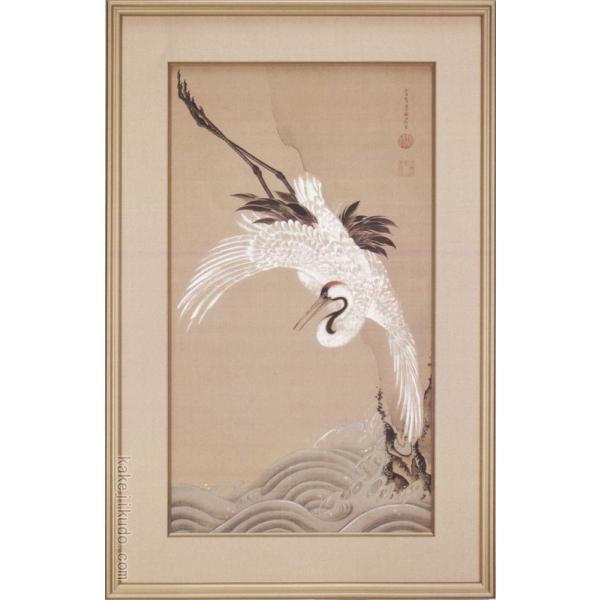 掛軸 [伊藤若冲] 白い孔雀 心遠館、落款あり。 掛軸 [伊藤若冲] 白い