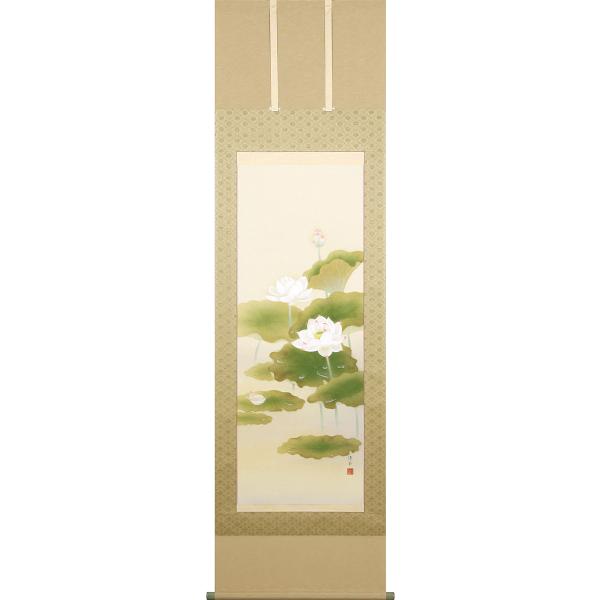 Bフライデー 肉筆掛軸☆鈴木優莉作 花ひら観音 尺五立☆高さ：約189cm