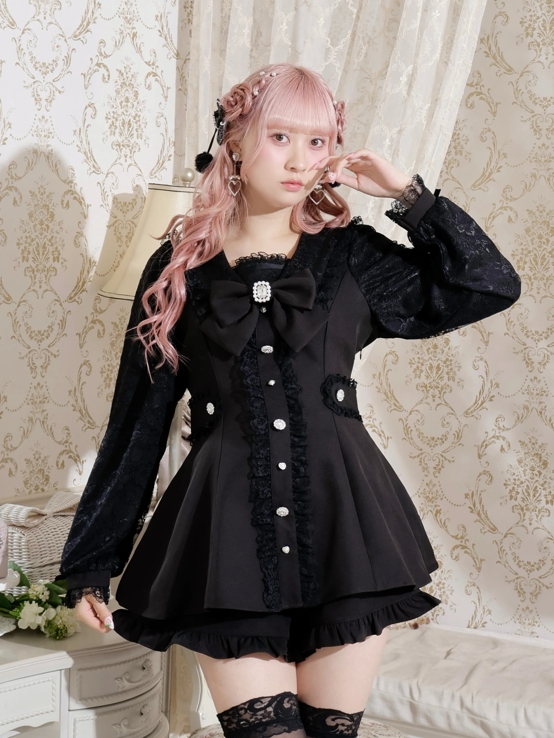 キラキラビジューセーラーセットアップ（セットアップ｜ピンク