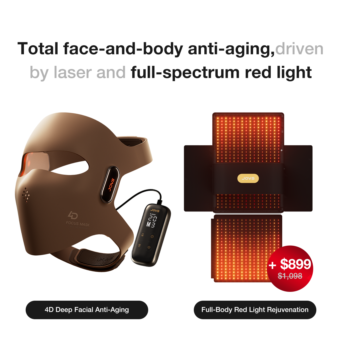 JOVS 4D Red Laser Light Therapy Mask for At-Home Skin Care