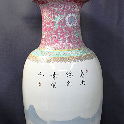 中国 景徳鎮製款 青花 神獣花文 八角面取瓶 高さ約48cm V R7338F 中国