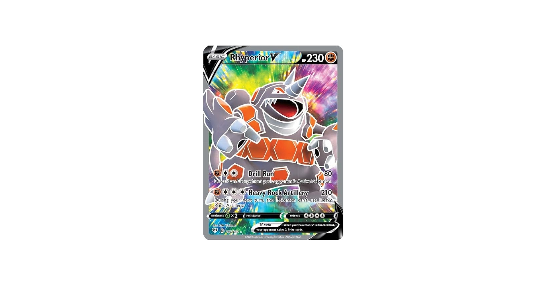 Amazon.com: Pokemon –Rhyperior V 181/189 – Darkness Ablaze – Full