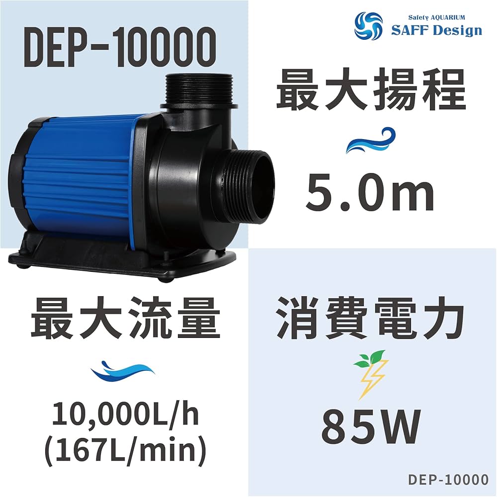 Amazon.co.jp: HSBAO DEP-10000 吐出量10000L/H (毎分166L) 揚程5m DC