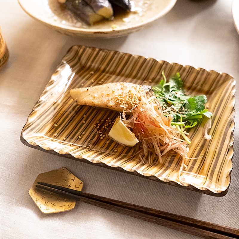 スリップウェア角プレート小(縞文様) 伊藤丈浩 | すべての商品