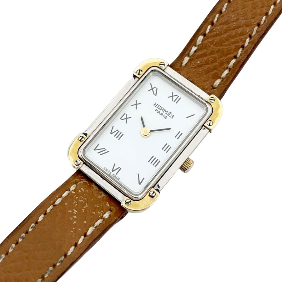 エルメス クロアジュール コンビ 革ベルト ホワイト レディース 時計