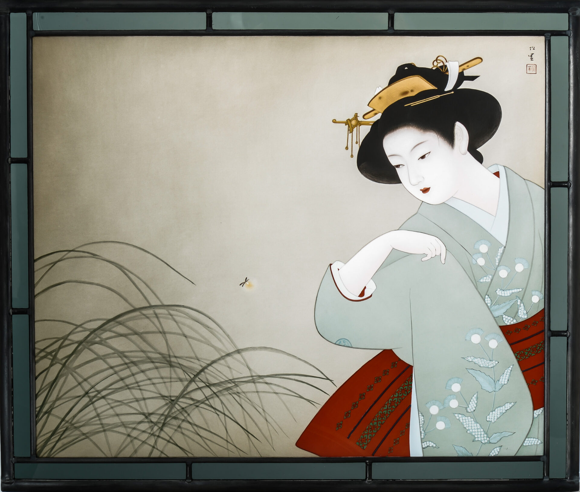 美人画 上村松園 蛍 | Stained Glass Works 上村松園 「 螢 」 木 版画