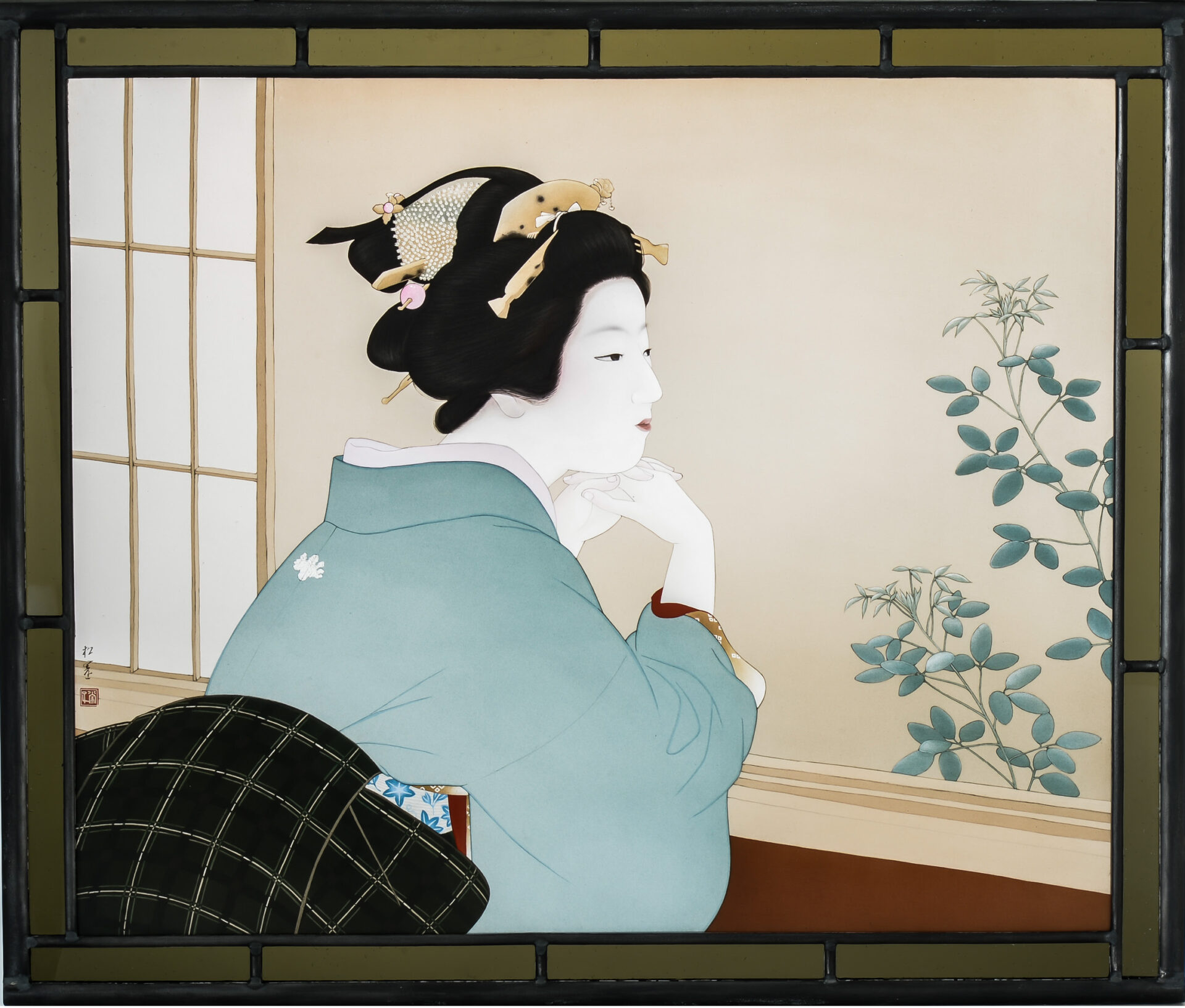 美人画 上村松園 若葉 | Stained Glass Works