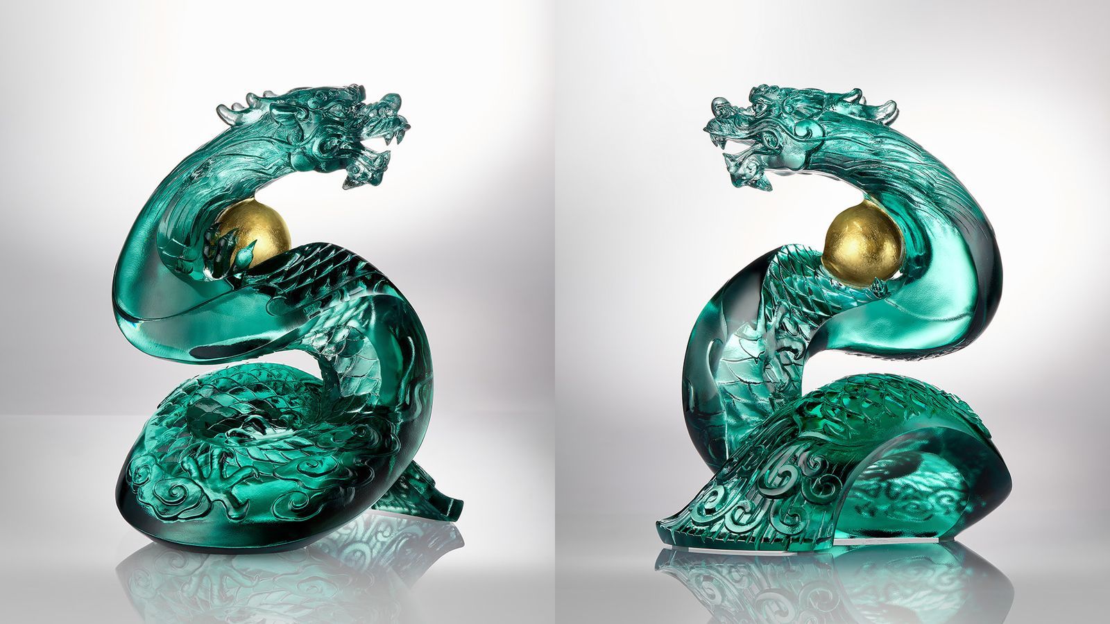 琉園 tittot 瑠璃ガラス チャイニーズクリスタル 台湾 置物 龍 ドラゴン