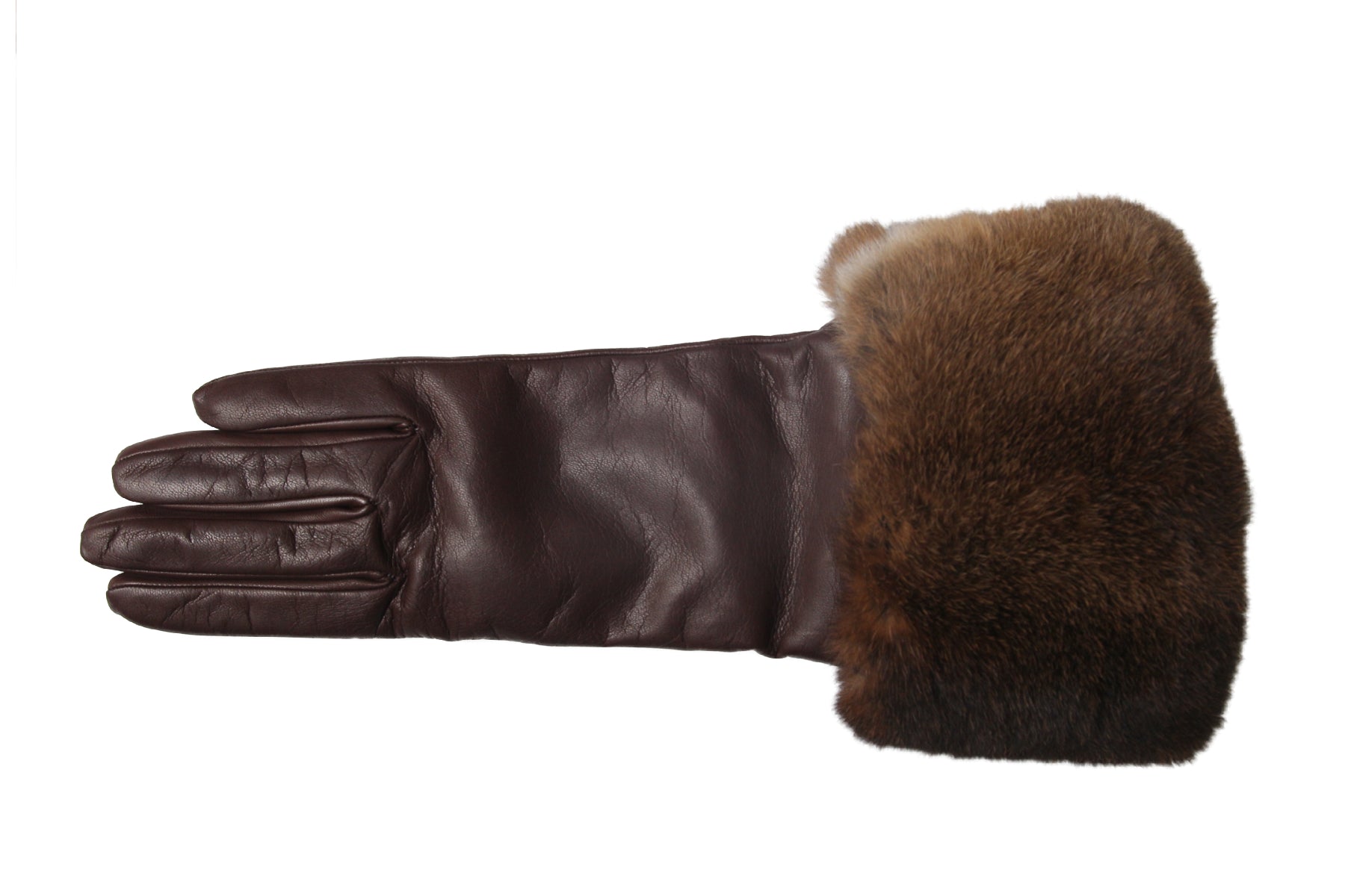 レディース手袋◇ナパレザー◇ダークブラウン/MINK《ノーマル ファー