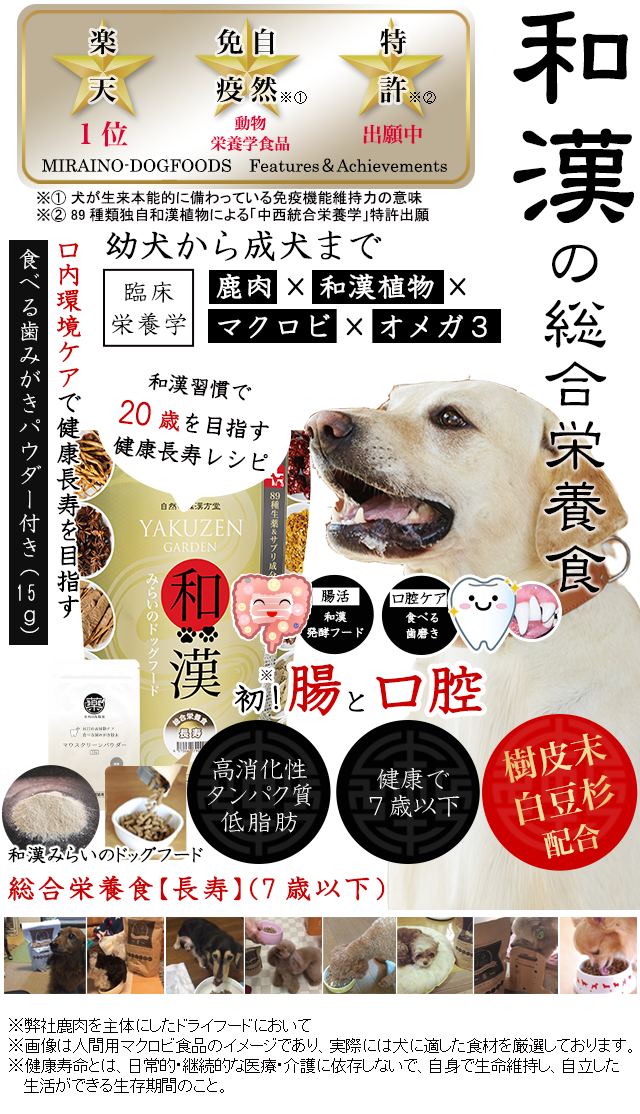 和漢みらいのドッグフード総合栄養食シニア2袋セットYAKUZEN 【公式通販】