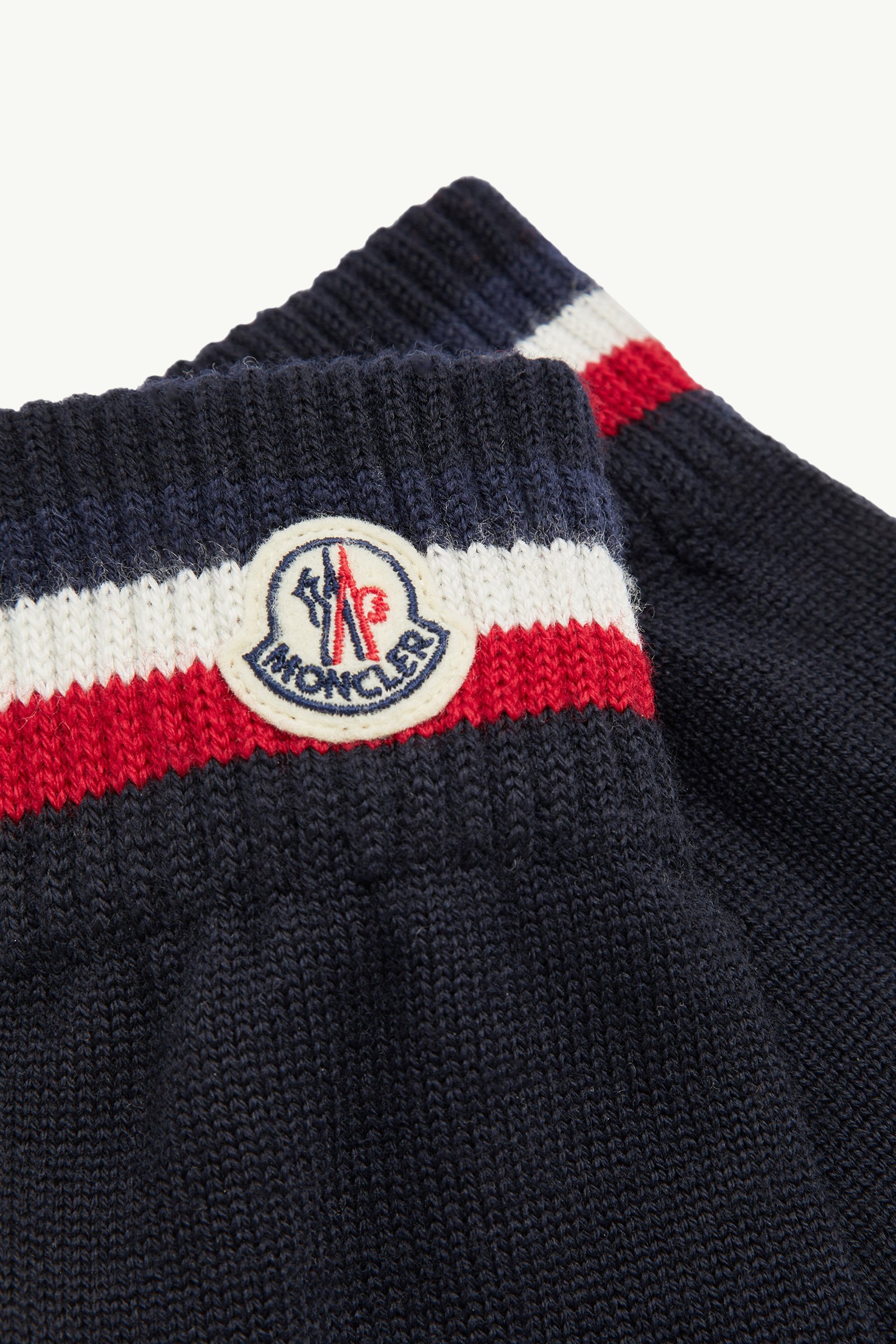 ネイビーブルー トリコロール ウール グローブ : ストール＆グローブ