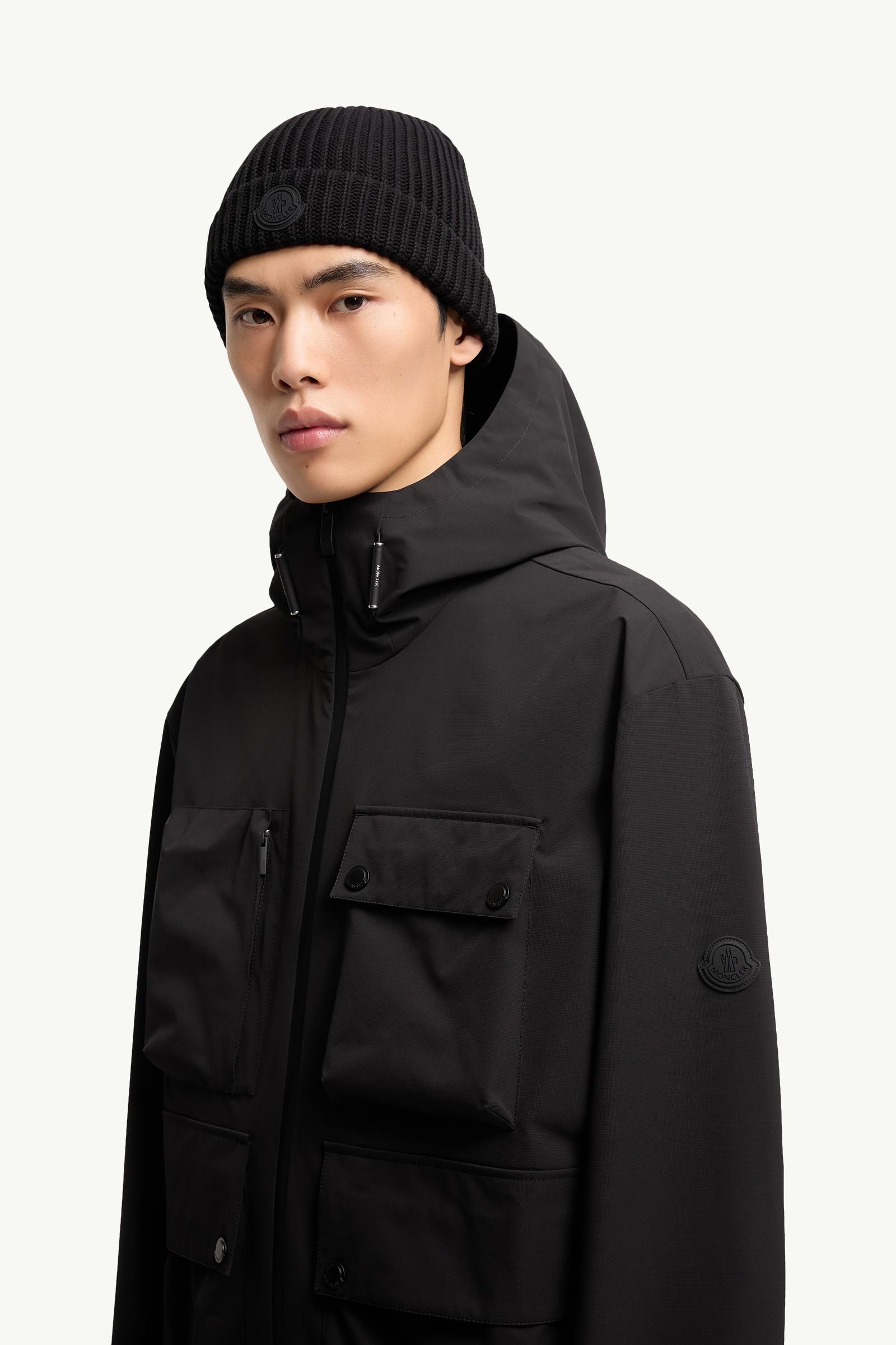 MONCLER ブラックニット帽 ブラック ニットキャップ : ハット＆ベレー