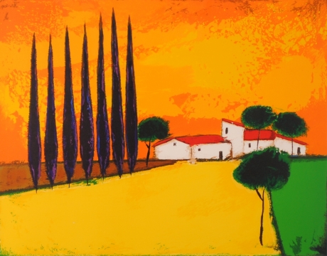 真作 ロジェ・ボナフェ 油彩 ひつじ雲 額縁付 RogerBonafe 真作 ロジェ