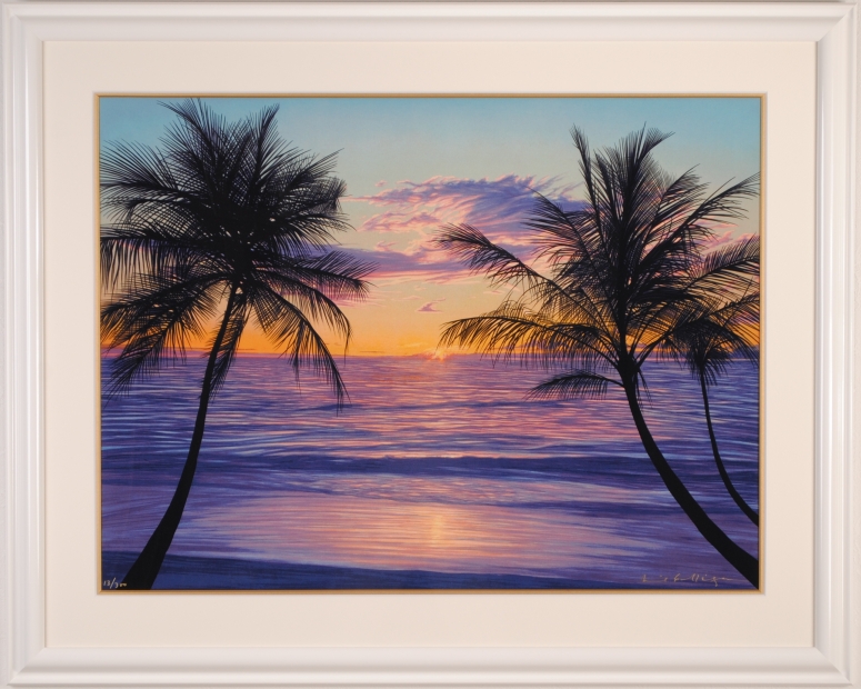 海の絵をシルクスクリーンの版画で制作したデビット・ガエーゴスの