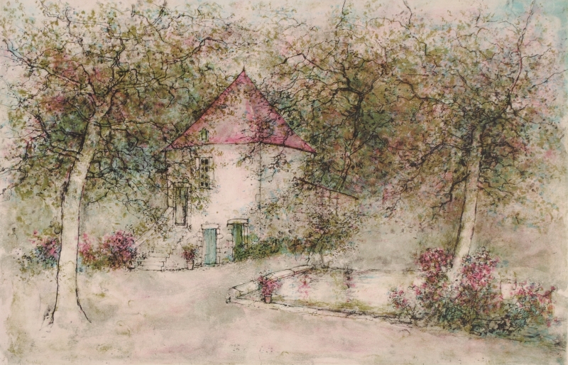 真作】ベルナール・ガントナーFrench Landscape リトグラフ 絵画 真作