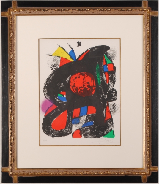 ジョアン・ミロがリトグラフの版画で制作した抽象画の絵画「ジョアン