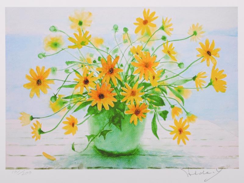 山平和彦作 油彩画 「幸運の黄色い花」 山平和彦作 油彩画 「幸運の