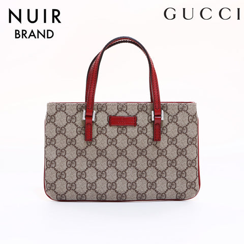 グッチ GUCCI gg スプリームミニトート ハンドバッグ ベージュ レッド