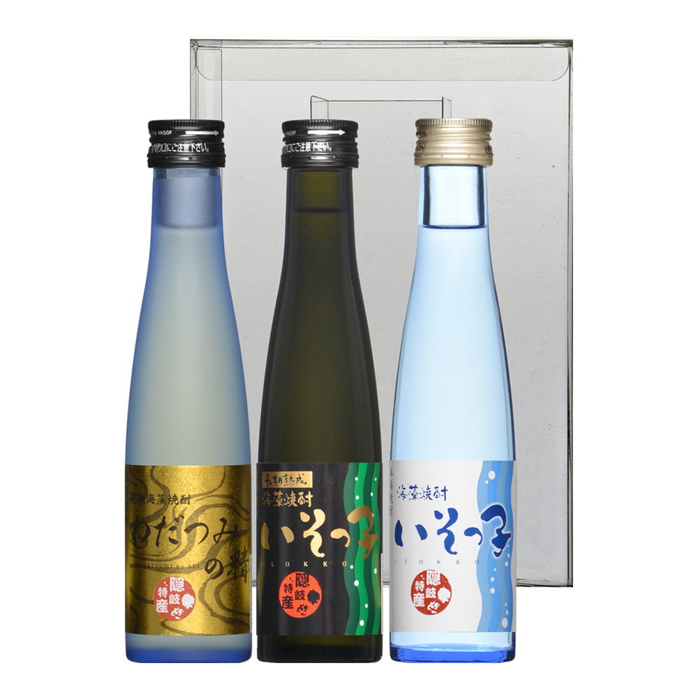 海藻焼酎 ミニボトル3本セット クリアケース入り - 隠岐酒造株式会社