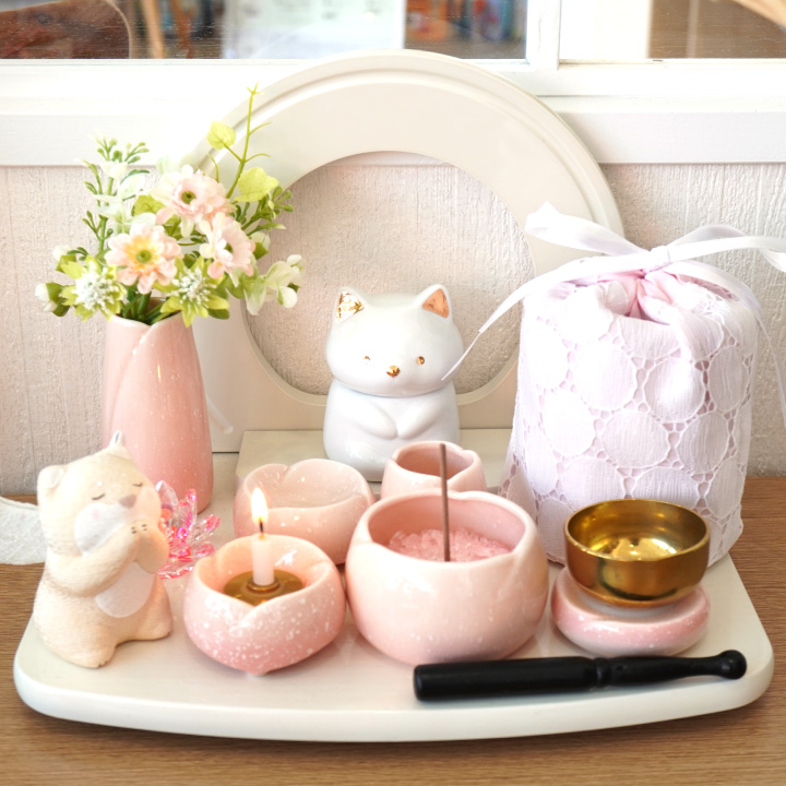 ペット仏具 やわらぎの花 供物皿 さくら ピンク 国産 日本製 美濃焼