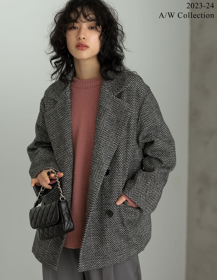 新品【LOVELESS】ヘリンボーンチェックダブルコート