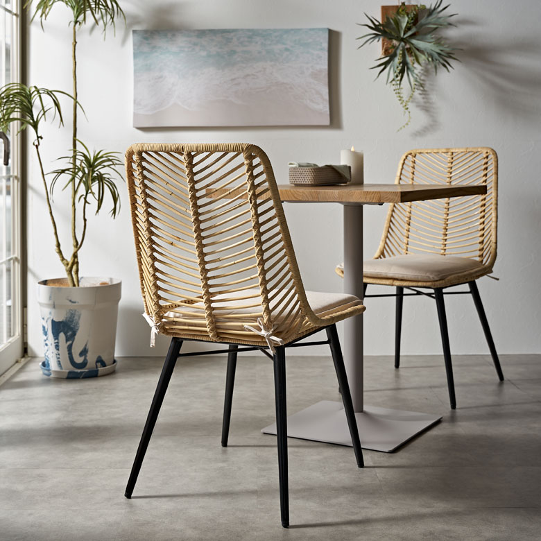 ラタンチェア チェア チェアー 2脚セット ラタン 籐 取り外し