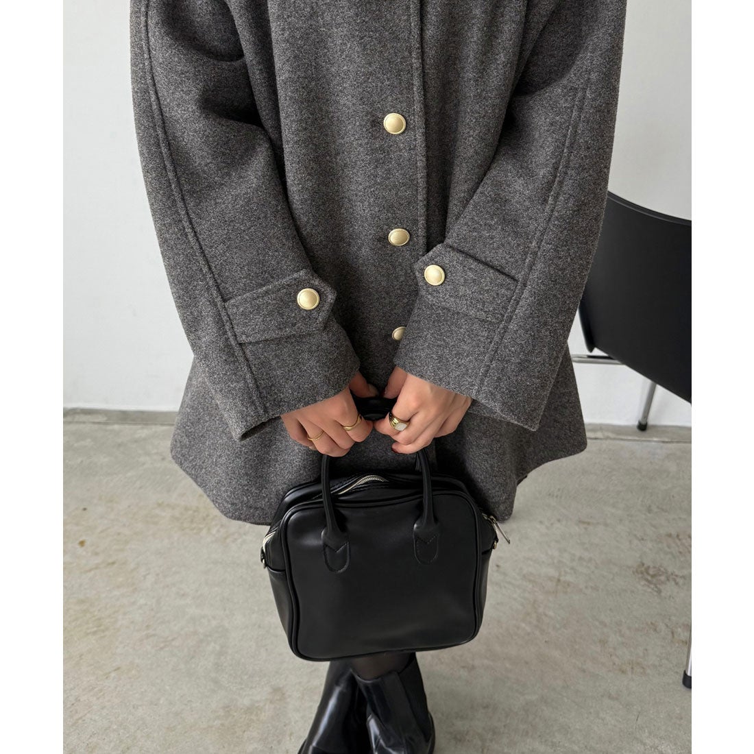 カラウティア callautia callautia ゴールドボタンミドルコート