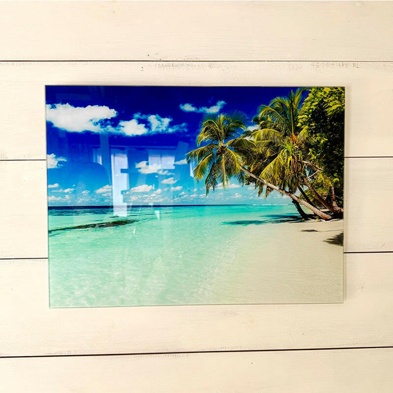 ハワイアンフォトガラスポスター 海の景色アート ガラス写真ポスター