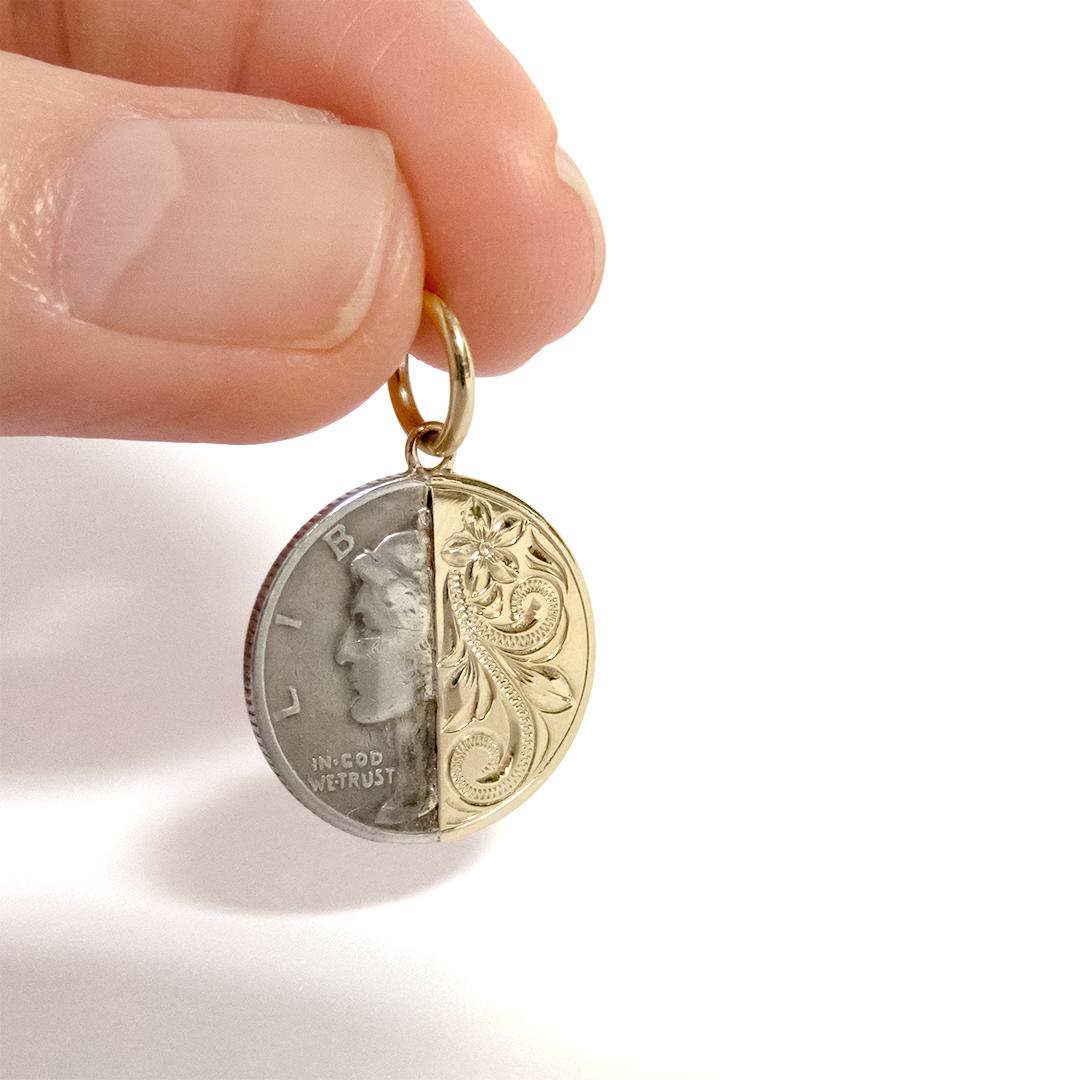 ハワイアンジュエリー/K14YG/マーキュリーダイムハーフカット