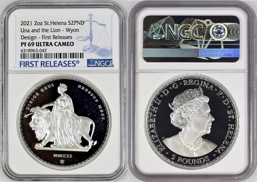 2020年 銀貨 セントヘレナ ウナとライオン NGC MS68