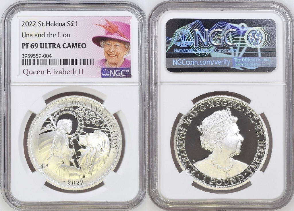 2022年 セントヘレナ ウナとライオン 1オンス プルーフ銀貨 PF69UC