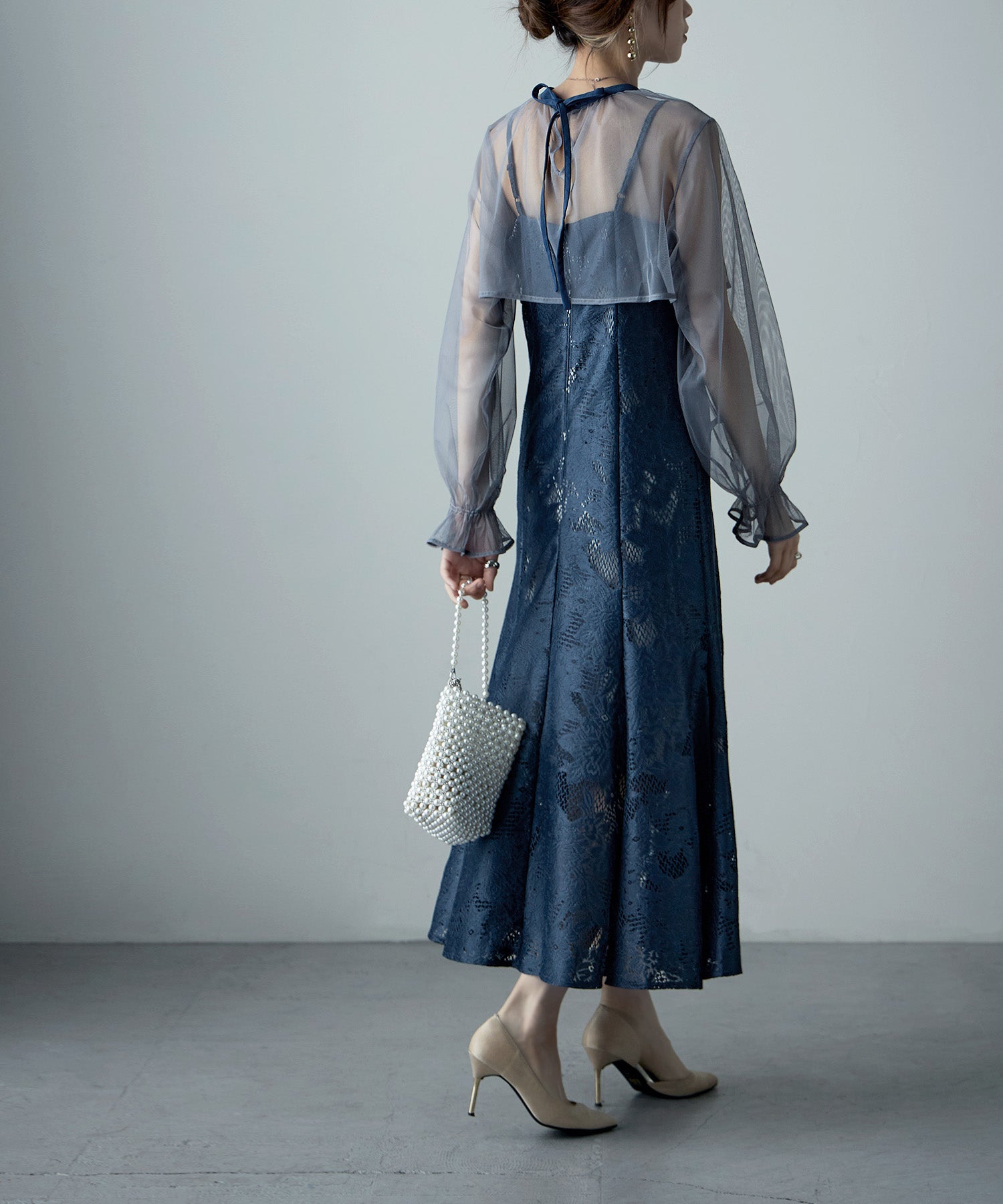 3wayシフォンボレロ&レースキャミドレス｜パーティードレス・結婚式