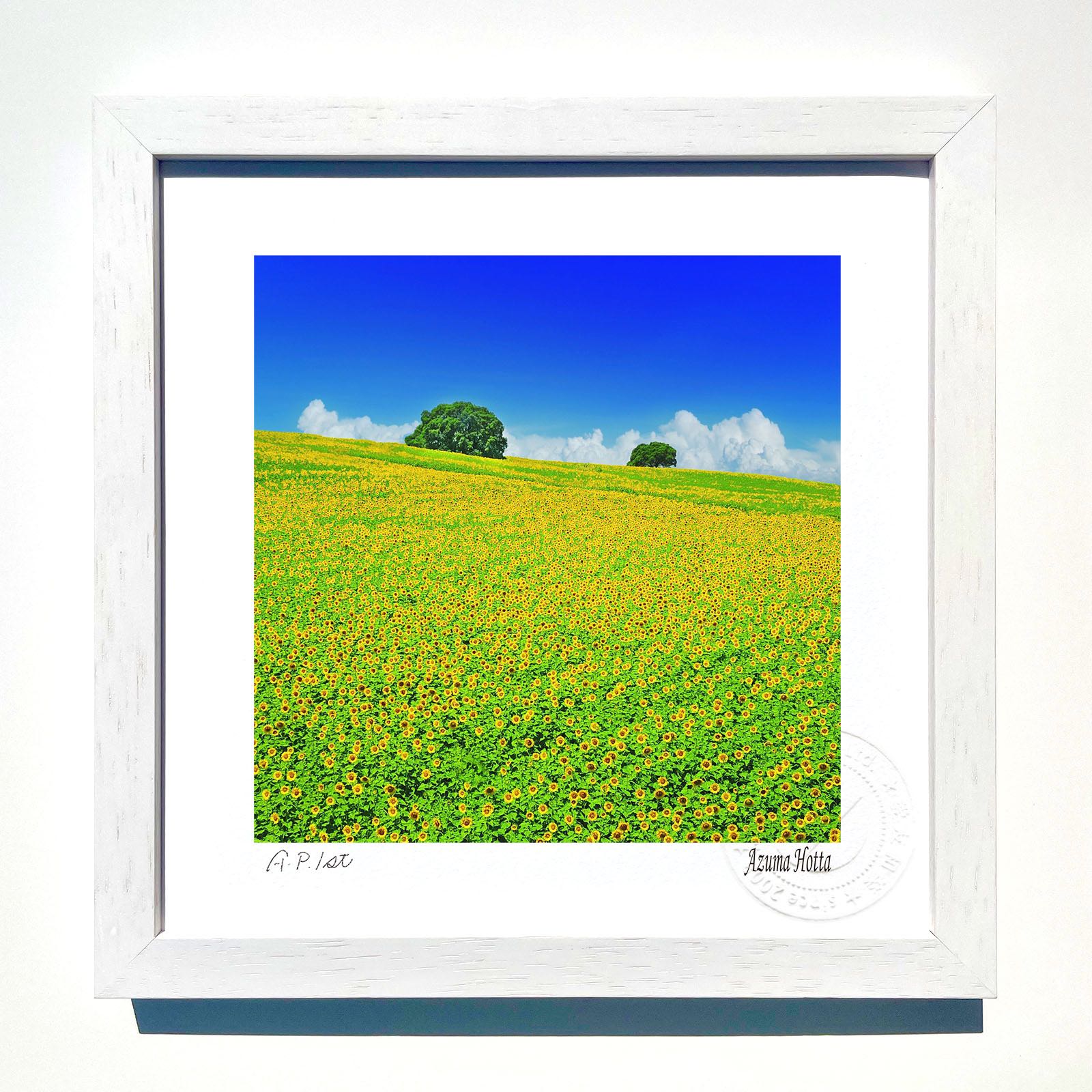 楽天市場】版画 絵画ひまわり畑と大木01/インテリア 額入り 額装込