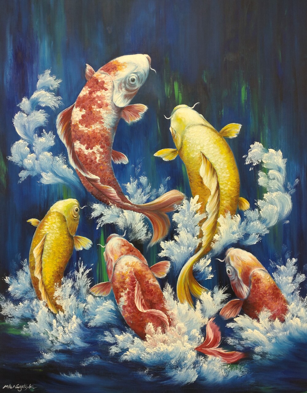 油絵 永月水人 F0号 黄金の富士山 純金金箔 油絵 永月水人 F0号 黄金