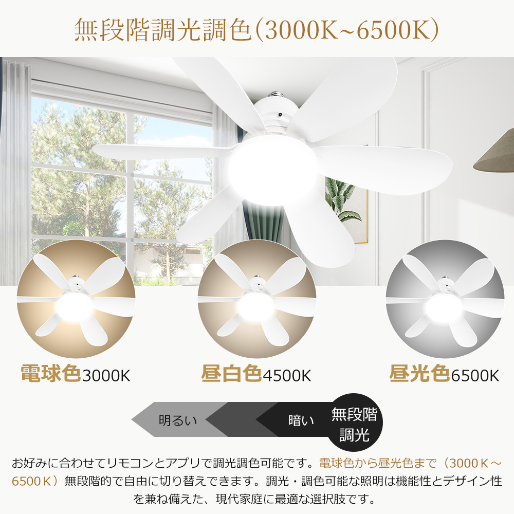 4台セット】シーリングファン シーリングファンライト LED 調光調色