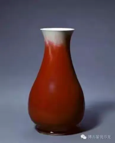 清時代 康熙年製 豆紅釉苹果尊・時代物・古陶磁・古賞物・旧家買出品