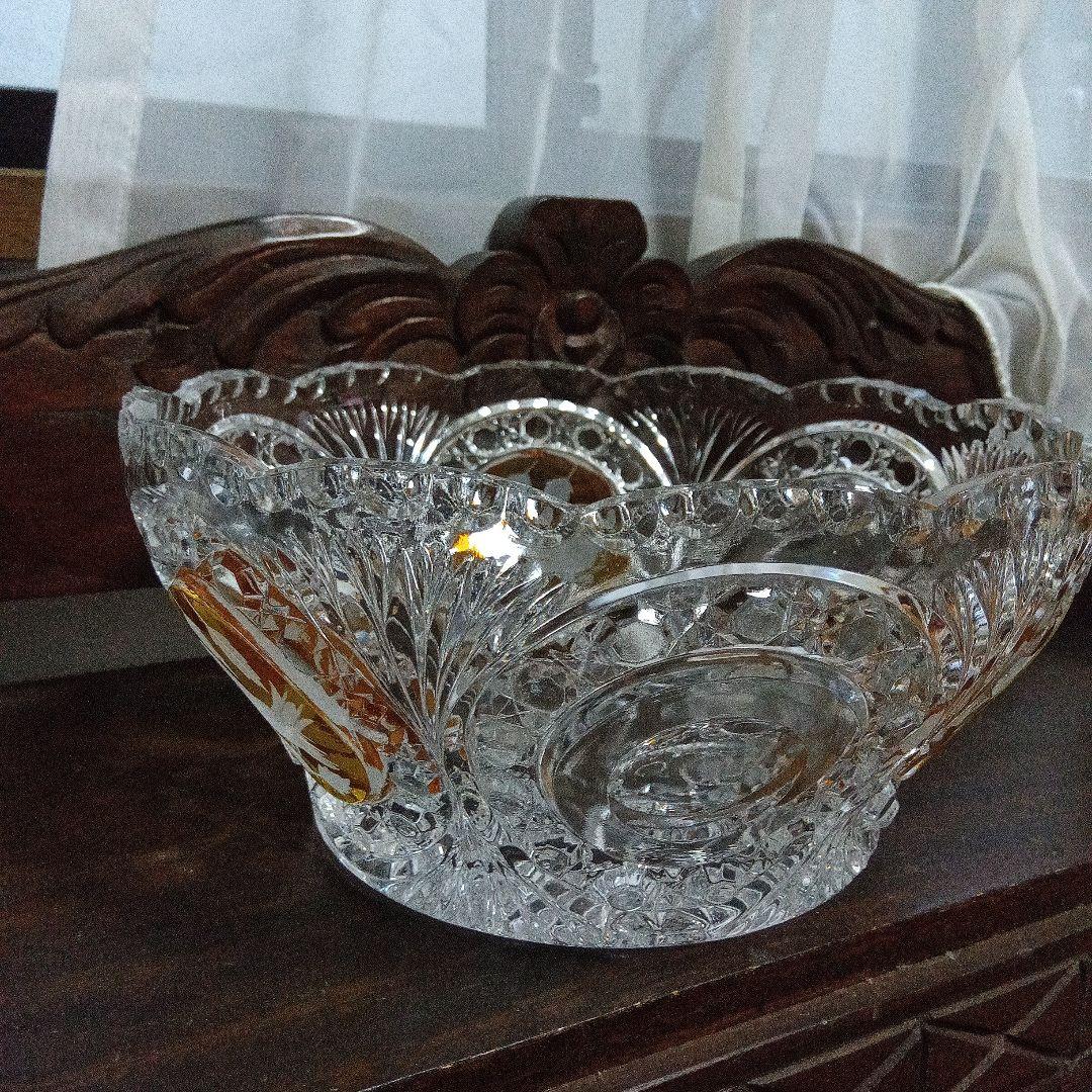 ホフバウワー イエローバードクリスタルガラス ボウル 小鳥