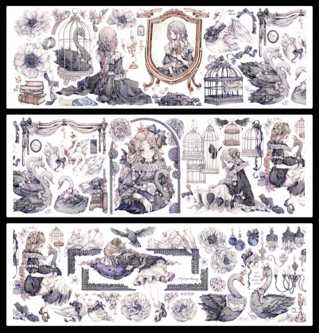 切売 1578☆ 海外 マスキングテープ マステ PET 装飾 花 人物 水晶