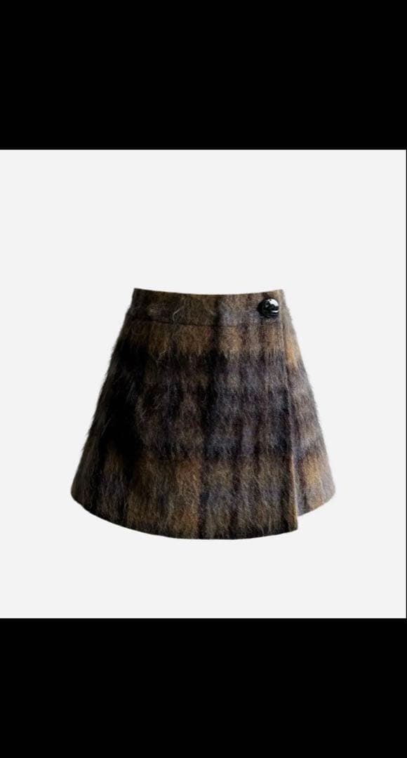SHELLER モヘアキュロットスカート【茶色】