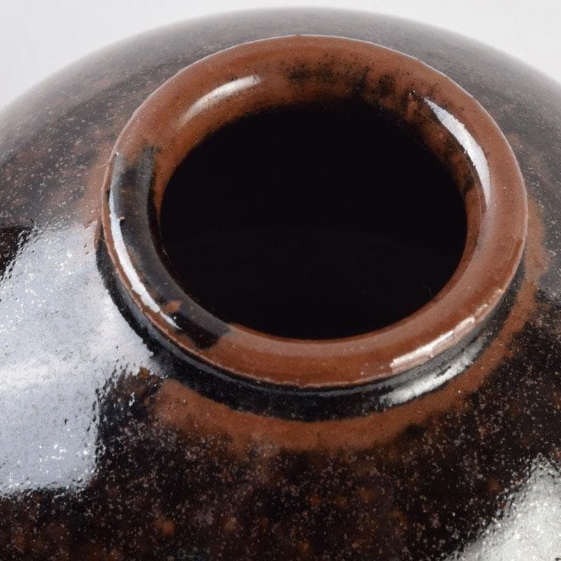 茶道具 松本鉄山作 大名物写 国司茄子茶入 仕覆付 共箱 V