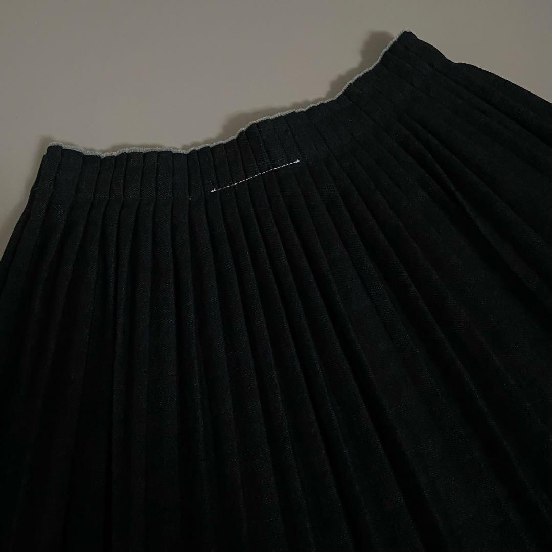 MM6 Maison Margielaデニム風プリーツスカート ひざ丈　36